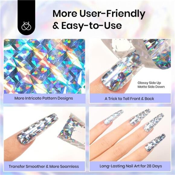 Beetles Nail Foil Art Kit, 20 Pcs Nail Foils Transfer with 30ml Nail Foil Glue - Picture 4 of 7